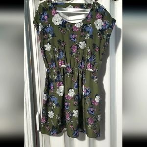 Floral olive green dress